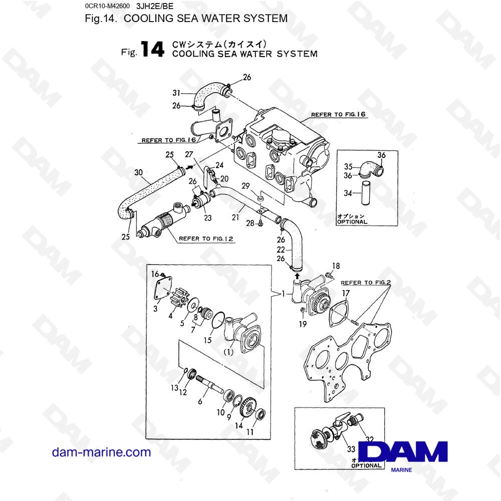 Parts and exploded views for Yanmar 4LHA-DTE engine